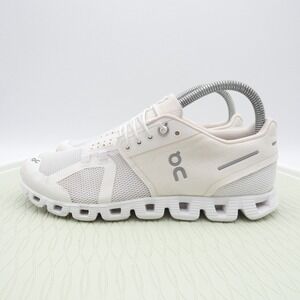 On Cloud 5 Womens US 7 Running Shoes All White Mesh Lace Up Athletic Sneakers